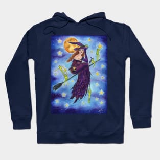 Halloween witch with frogs by Renee Lavoie Hoodie